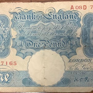 United Kingdom Bank of England One Pound Note World War 2 Issue Scarce Anti Counterfeiting Variety