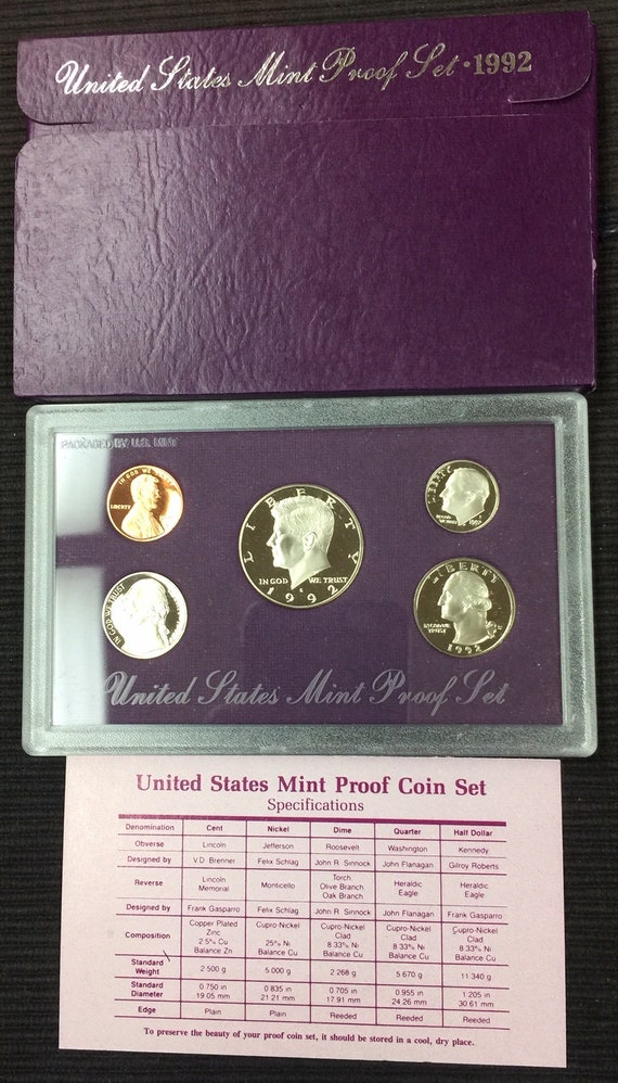 United States Mint Proof Set 2点まとめ 1992 United States Mint Proof Set in Original Box With Certificate