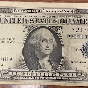 Juego de certificados de plata de un dólar de 1957, billete de reemplazo de estrella A