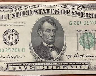 Series of 1950 B Five (5) Dollar High Grade Note United States Federal Reserve Note Federal Reserve Bank of Chicago