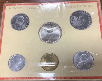 1972 Vatican City 記念硬貨セット Vintage 1973 Vatican Lira Coin Set, Papal Italian Silver 83.5