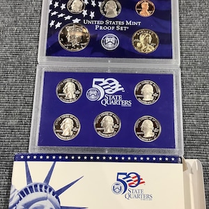 2003 USA Mint Proof Set in Original Box mit State Quarters und Echtheitszertifikat