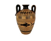 Ancient Greek Geometric Pottery Terracotta Jar Museum Replica Hand Made Hand Painted 13cm