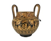 Ancient Greek Geometric Kantharos Terracotta Museum Replica Vase 16cm