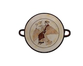 Ancient Greek White Ground Kylix Ceramic with Aphrodite Goddess on a goose British Museum Replica Pottery 6Χ24,5Χ17