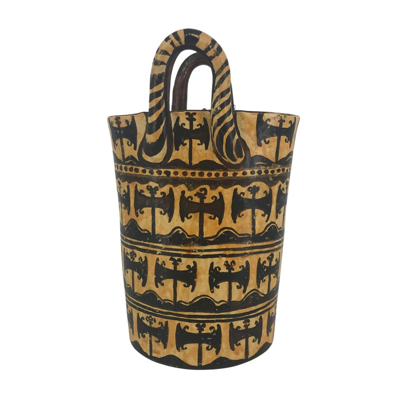 Ancient Greek Minoan Basket With Pelekys Motive Ceramic Jar Etsy