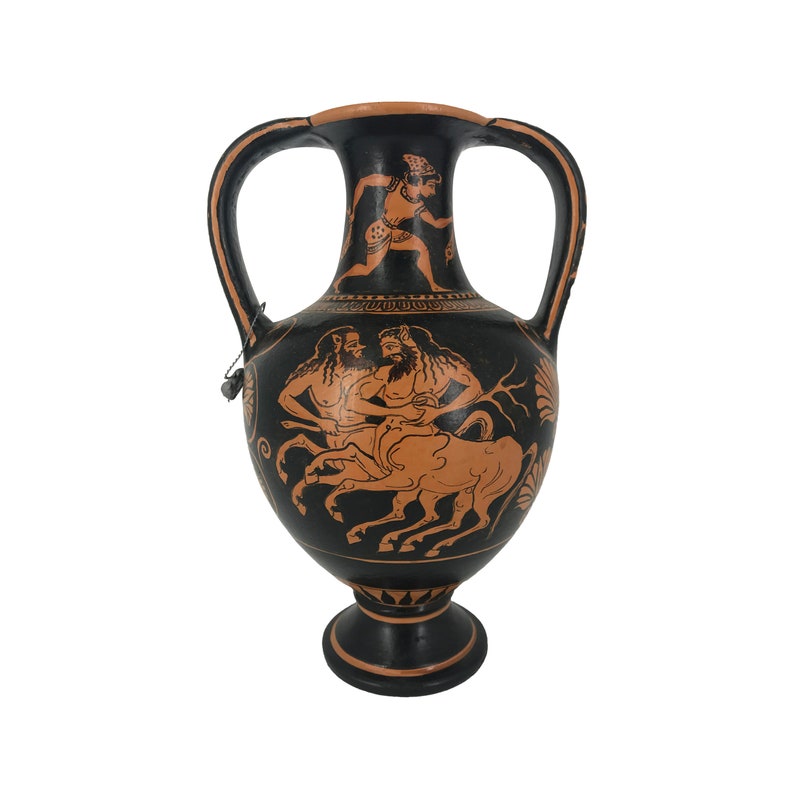 red and black greek pottery