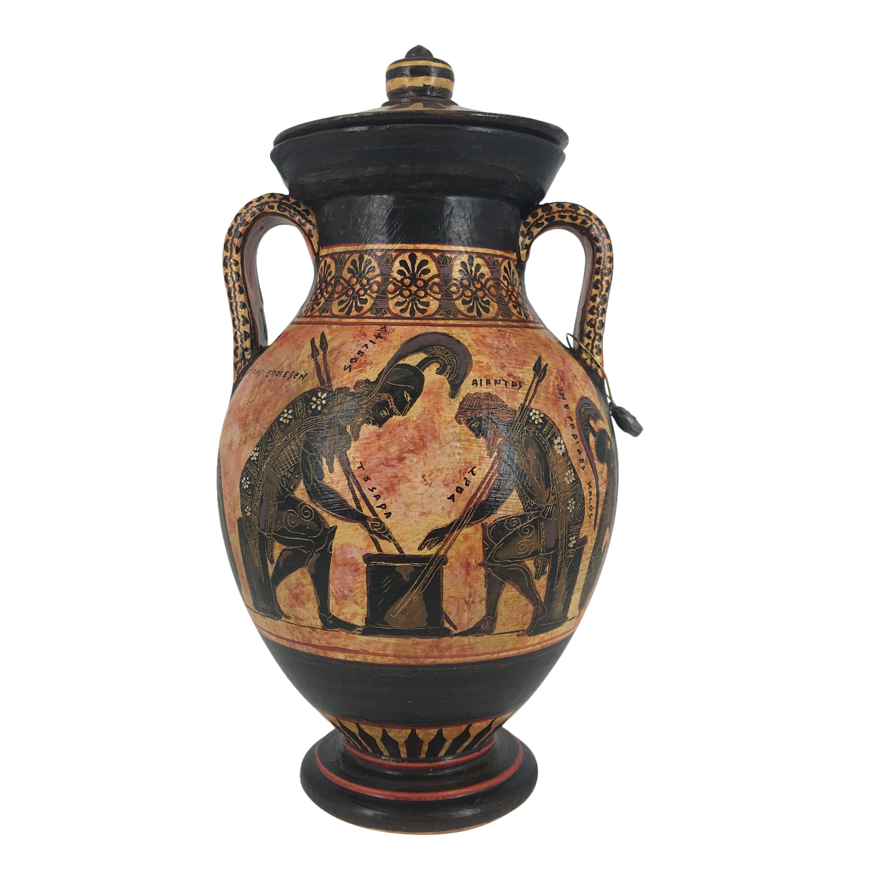 Attic black figure Amphora with Exekias Ancient Greek Ceramic Etsy