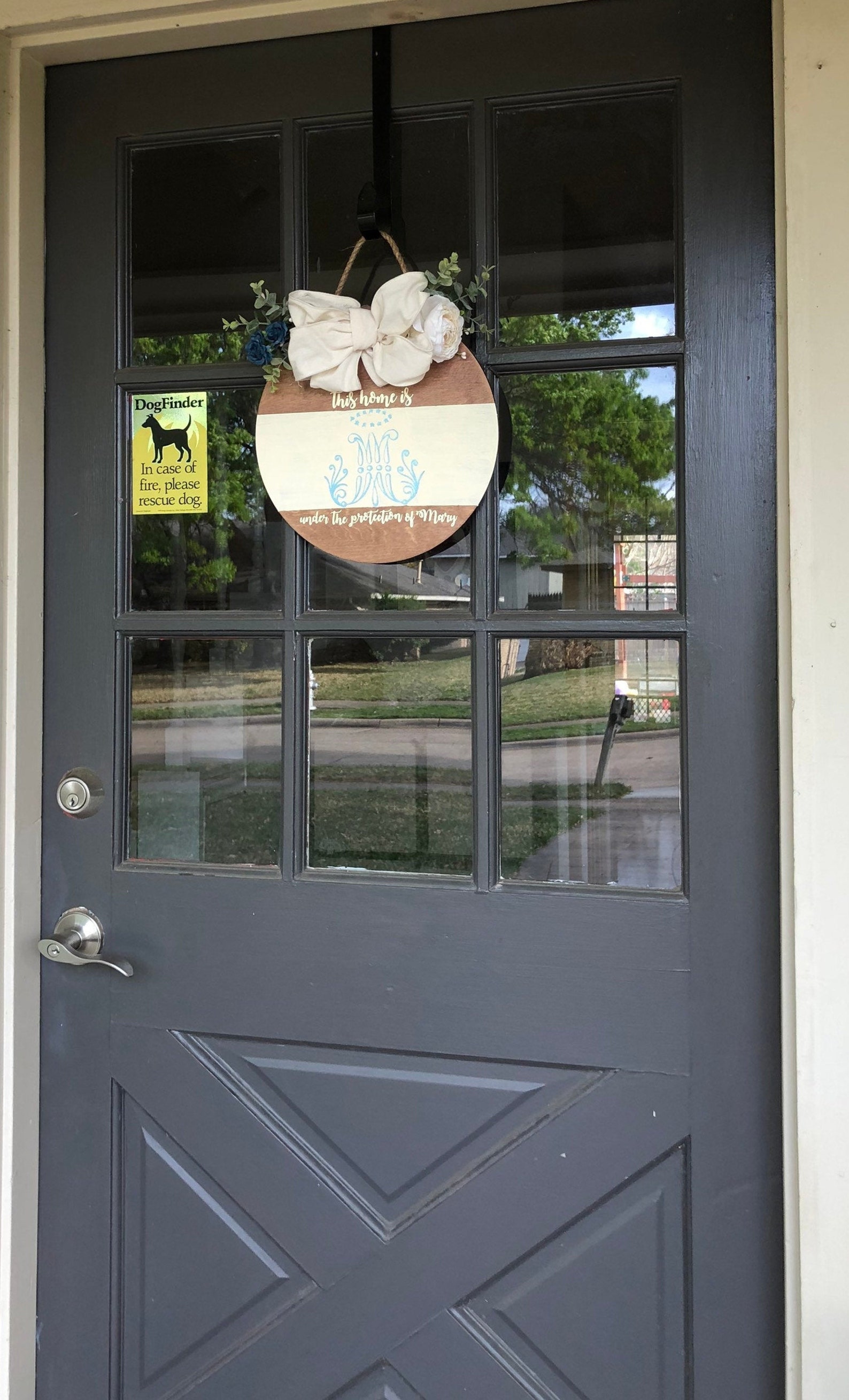 Catholic Door Hanger Religious Door Sign Auspice Maria Etsy