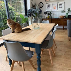 Turned Leg Dining Table - Reclaimed Wood Kitchen Table - Rustic Farmhouse Dining Table - Unique - Made To Measure - Bespoke