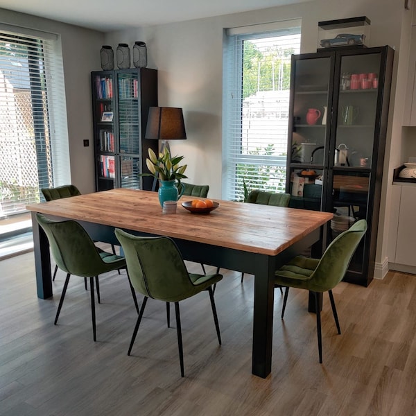 Larder Country Kitchen Table Set - Farmhouse Dining Table and Bench - Reclaimed Wood - Rustic - Unique - Handmade - Made To Measure - Solid