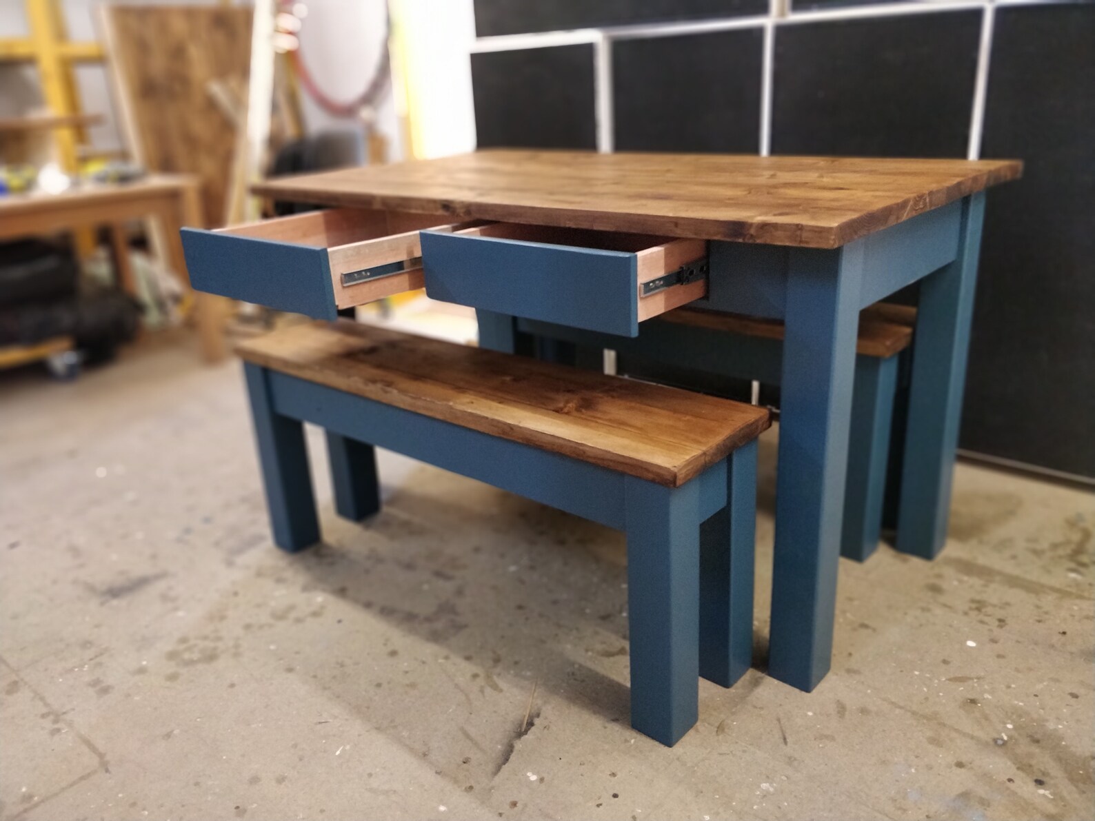 Rustic Kitchen Table With Drawers Farmhouse Dine Table - Etsy