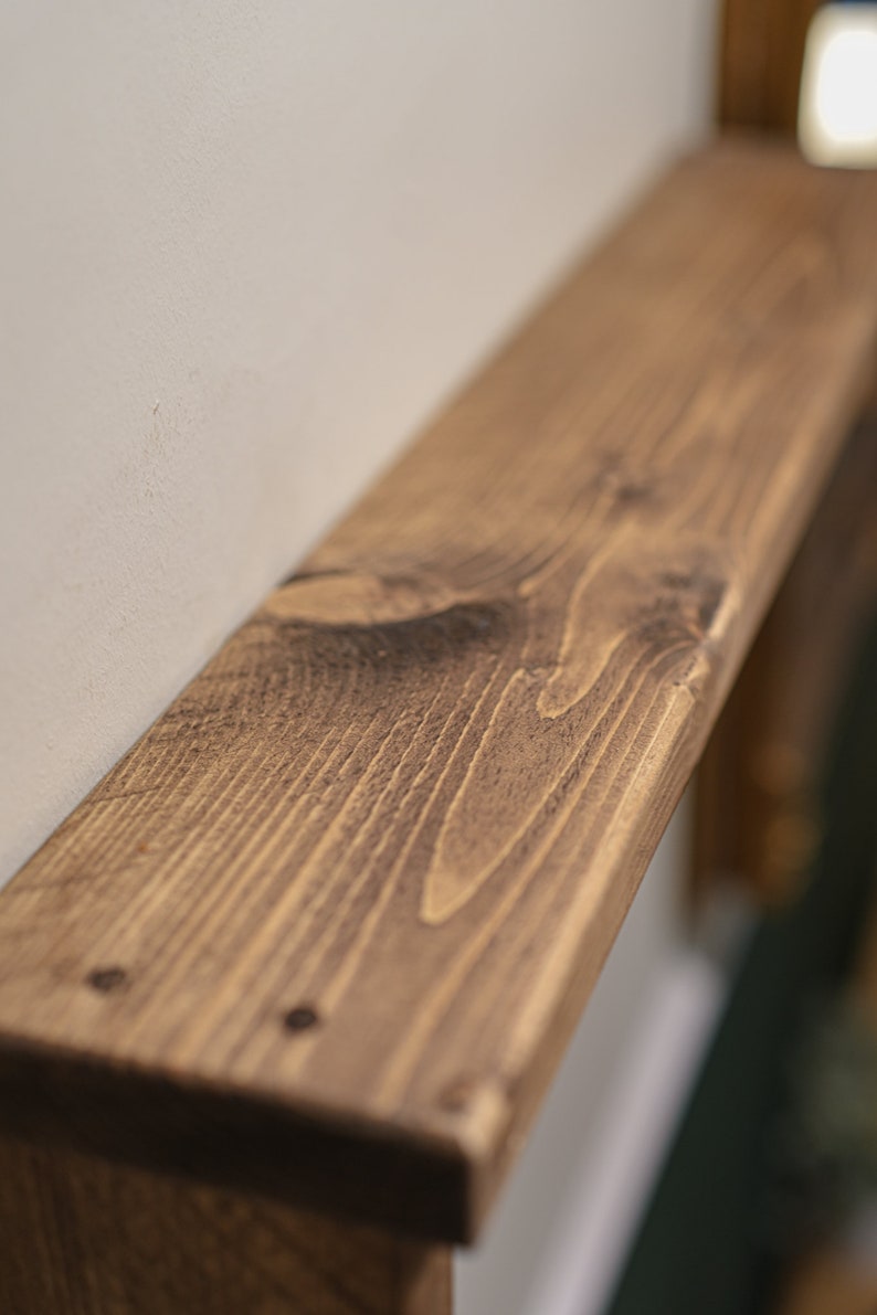 Narrow Coat Rack Shelf Cast Iron Hooks Reclaimed Rustic Wood Painted