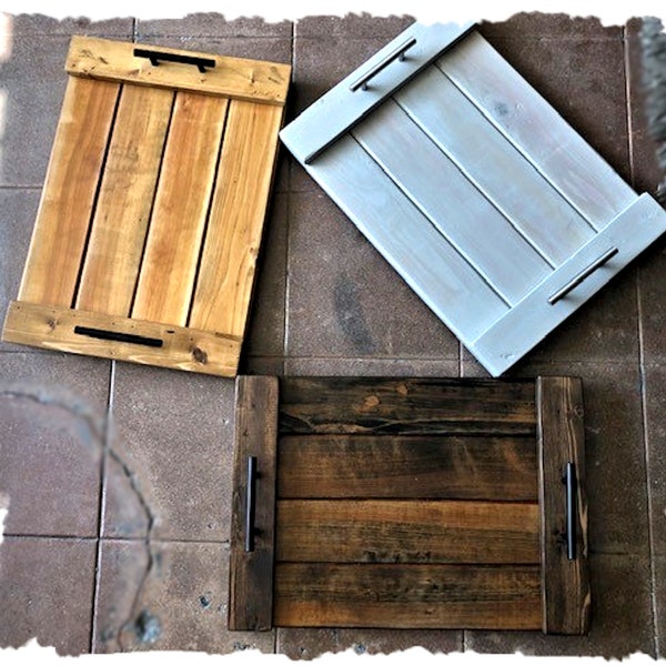 Reclaimed Wood Tray with Handles