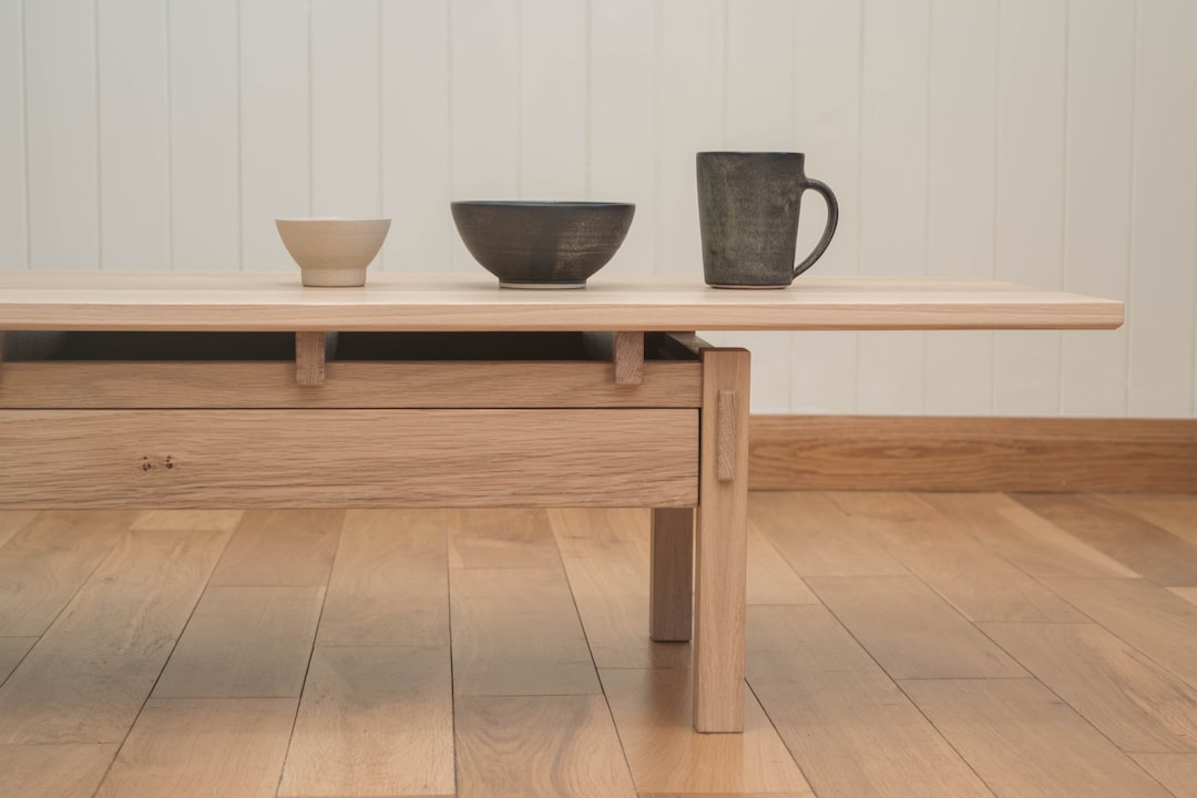 Handmade White Oak Coffee Table: Japandi Style Low Table - Etsy