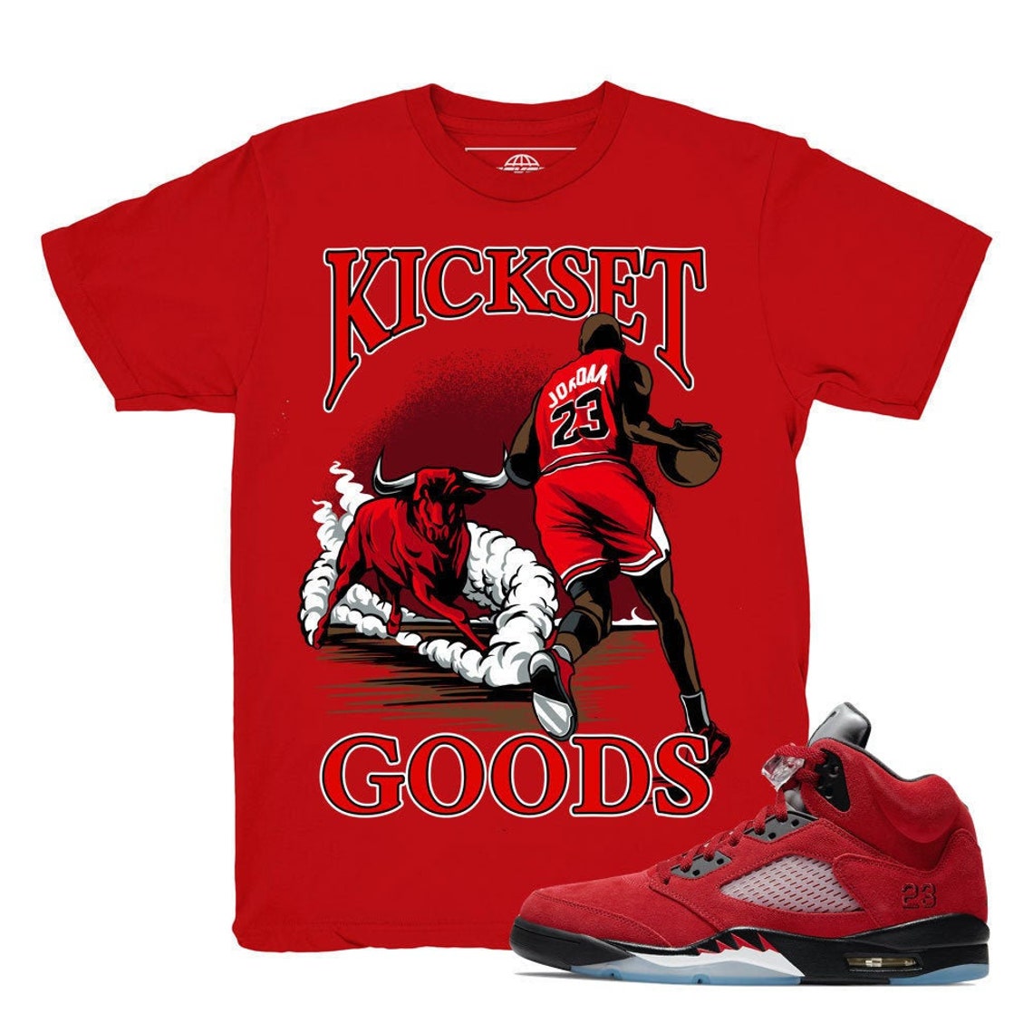 Jordan 5 Raging Bull MJ Red Sneaker Shirt Raging Bull Retro - Etsy
