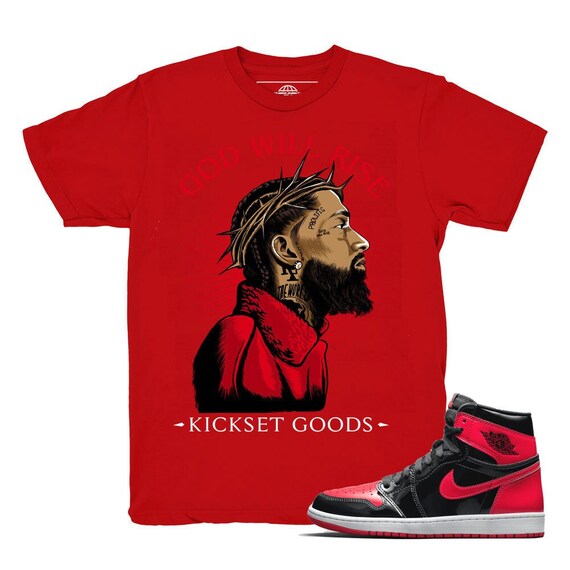 Jordan 1 Bred Patent Nipsey Sneaker Red 