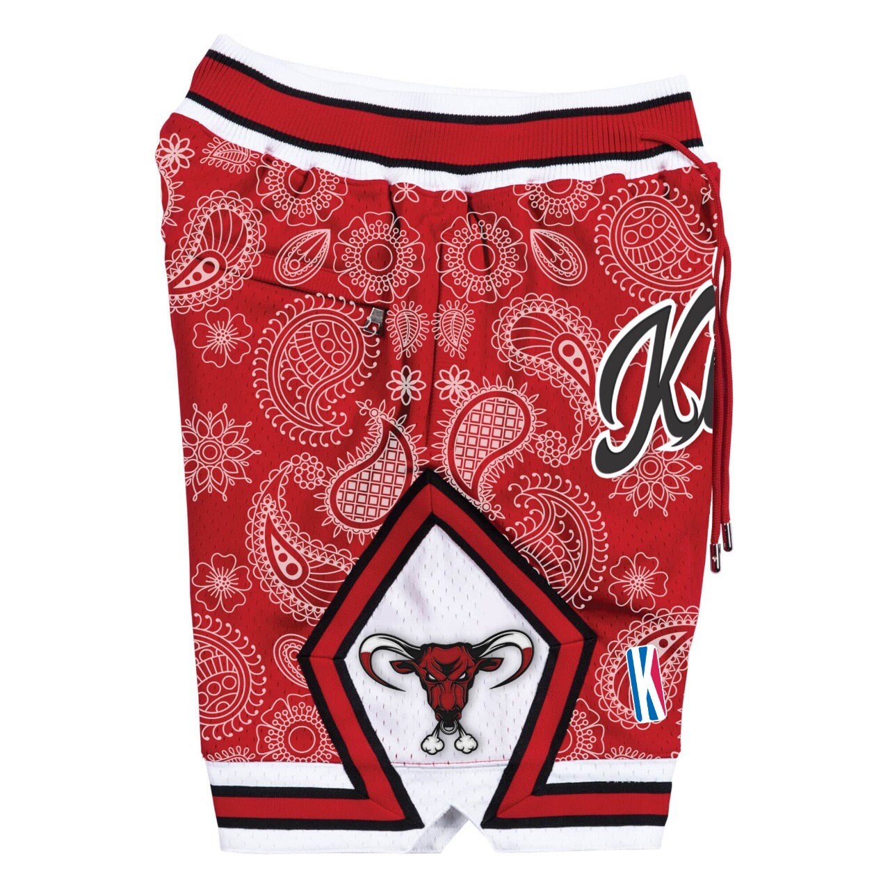 Bred Raging Bulls Red Bandana Shorts Retro Jordan Paisley Etsy España