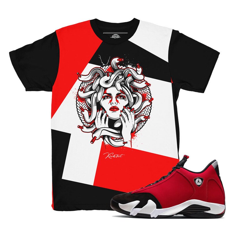 Jordan 14 Gym Red Medusa Geo Sneaker 