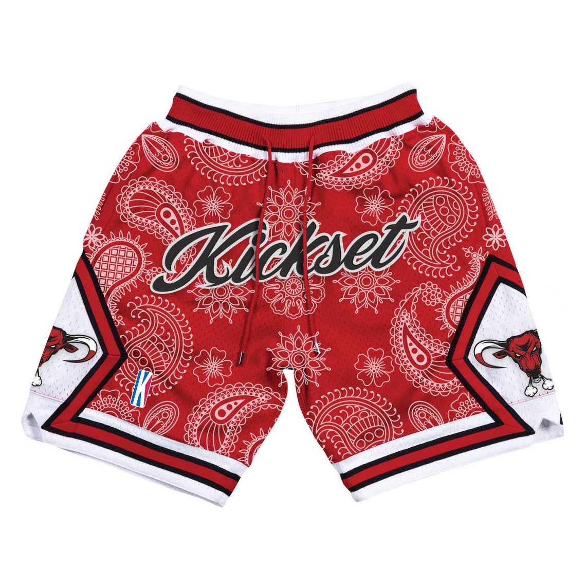 Bred Raging Bulls Red Bandana Shorts Retro Jordan Paisley Etsy España