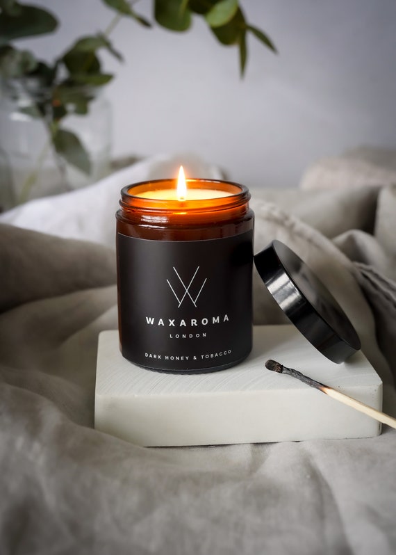 honey tobacco candle Dark Honey Tobacco Scented Soy Candle - Vegan Friendly