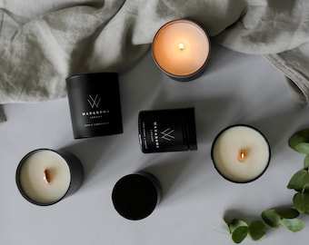 Pomegranate Noir Soy Wax Candle: Wood Wick, Black Matte Jar (30cl)