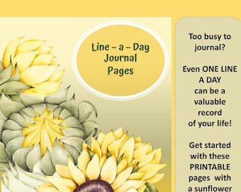 Sunflower One-Line-A-Day Journal Pages | Get Started Journaling | Printable | 8.5x11" | Print at Home |