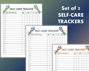 Self Care Trackers | Set of 3 Colors | Printable  | 8.5x11" | Digital Delivery | Self Care |