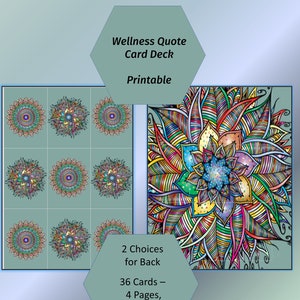 Wellness Quote Card Deck | Printable | 36 Cards| 2-1/4 x 3-1/4" When Cut | Print on 8.5x11" Cardstock | Print at Home | Inspire, Be Inspired