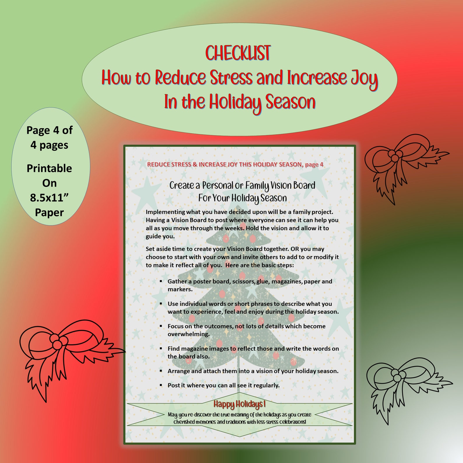 How to Reduce Stress and Increase Joy in the Holiday Season Checklist ...