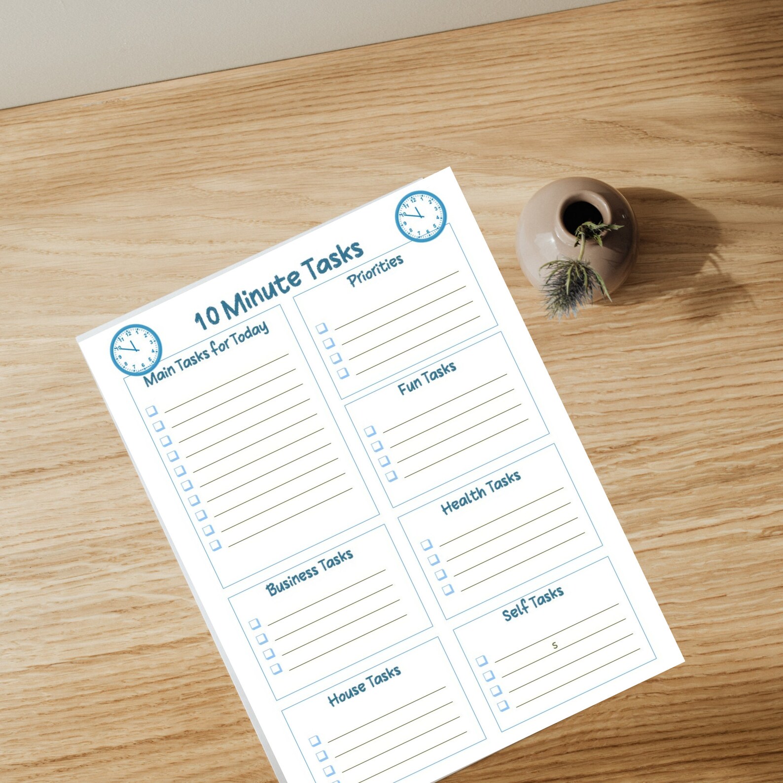 10 Minute Task Worksheets Printables 8.5x11 Print at Home Time ...