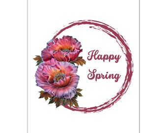 Happy Spring Poppies | Spring Wall Printable | Spring Decor | Spring Printable | Pinks and Purple | 3 Sizes