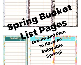 Spring Bucket Lists | Printable | 6 Styles in 2 Color Palettes | 8.5x11" |Print at Home |