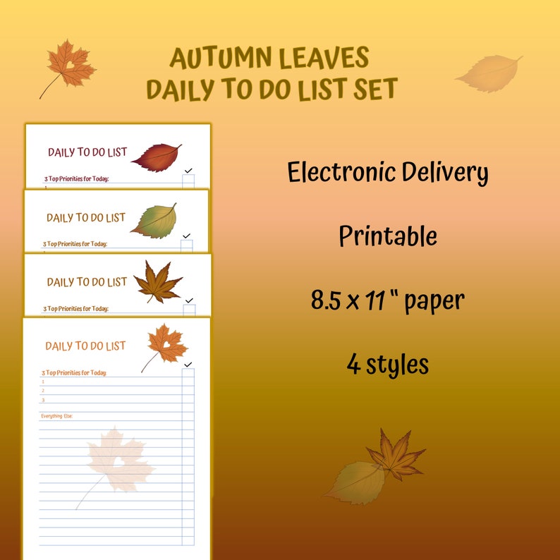 Autumn Leaves to Do List: Printable Daily Planner (8.5x11