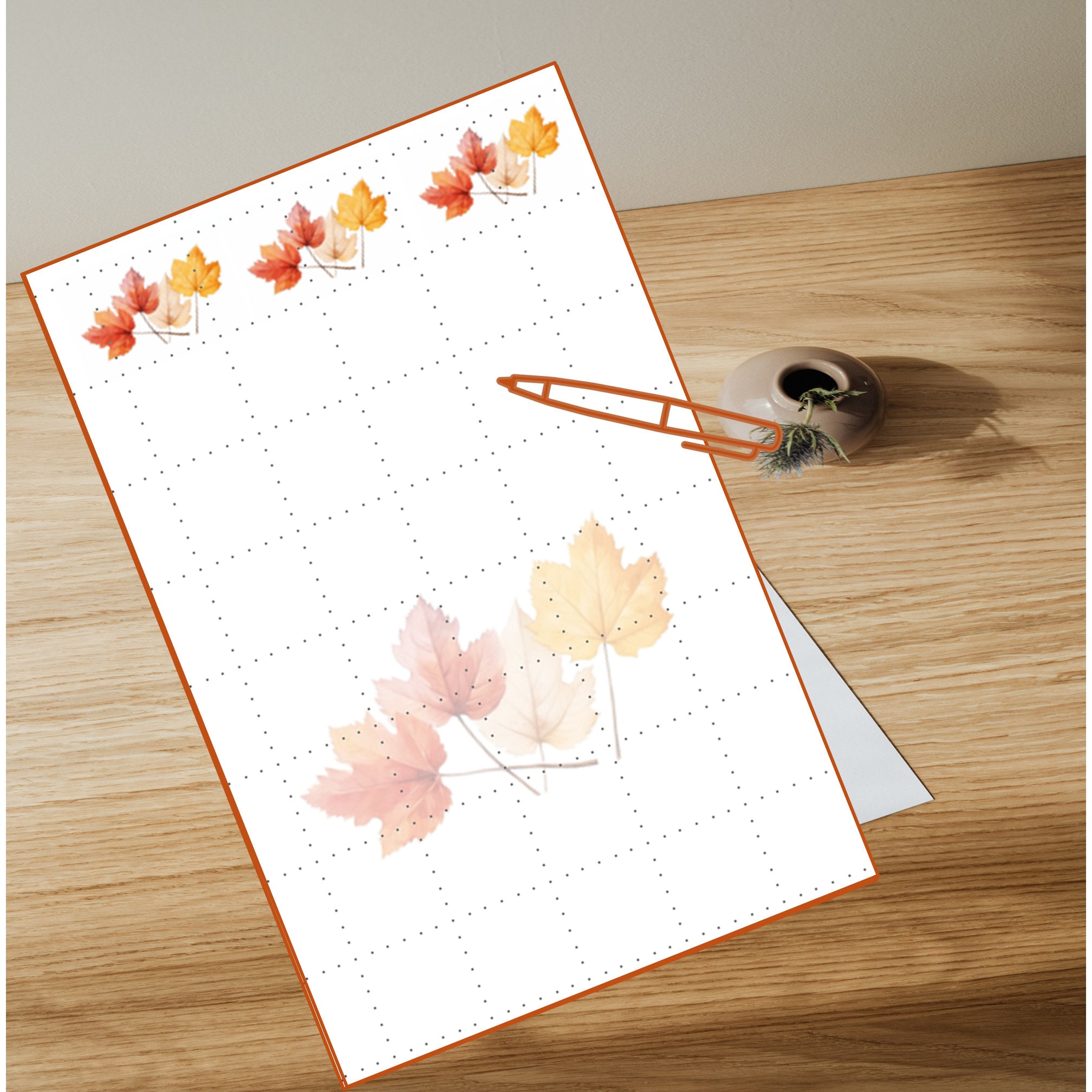 Fall Notes Paper Template Fall Note Paper: Autumn Leaves, Teapot Designs (digital Delivery) - Etsy