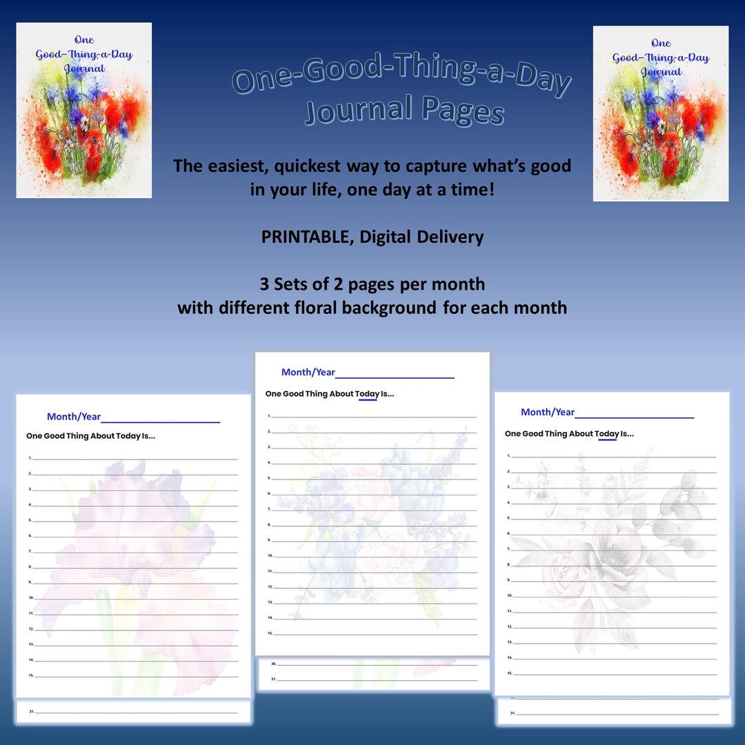 One-good-thing-a-day Journal Pages | Printable | 8.5x11