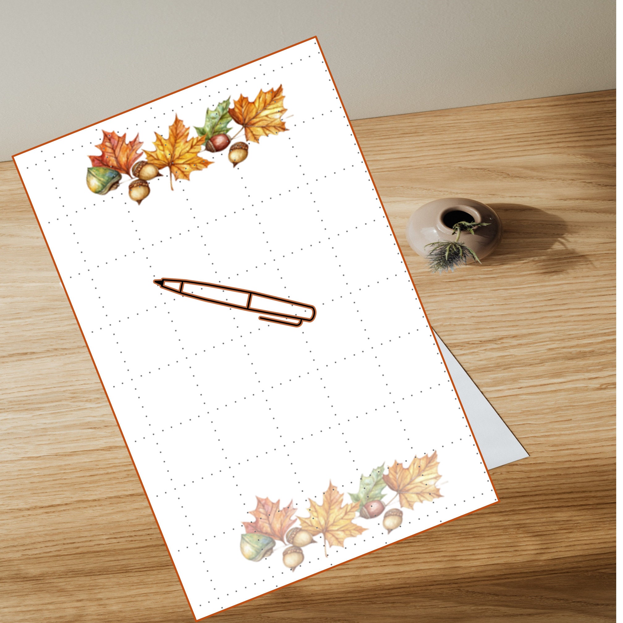 Fall Notes Paper Template Fall Note Paper: Autumn Leaves, Teapot Designs (digital Delivery) - Etsy