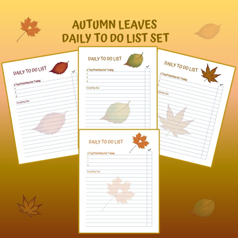 Autumn Leaves to Do List: Printable Daily Planner (8.5x11