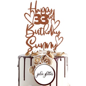 Topo de bolo Black Glitter Happy 33rd Birthday para decoração de 33º  aniversário masculino, Topo de bolo de 33 anos de idade