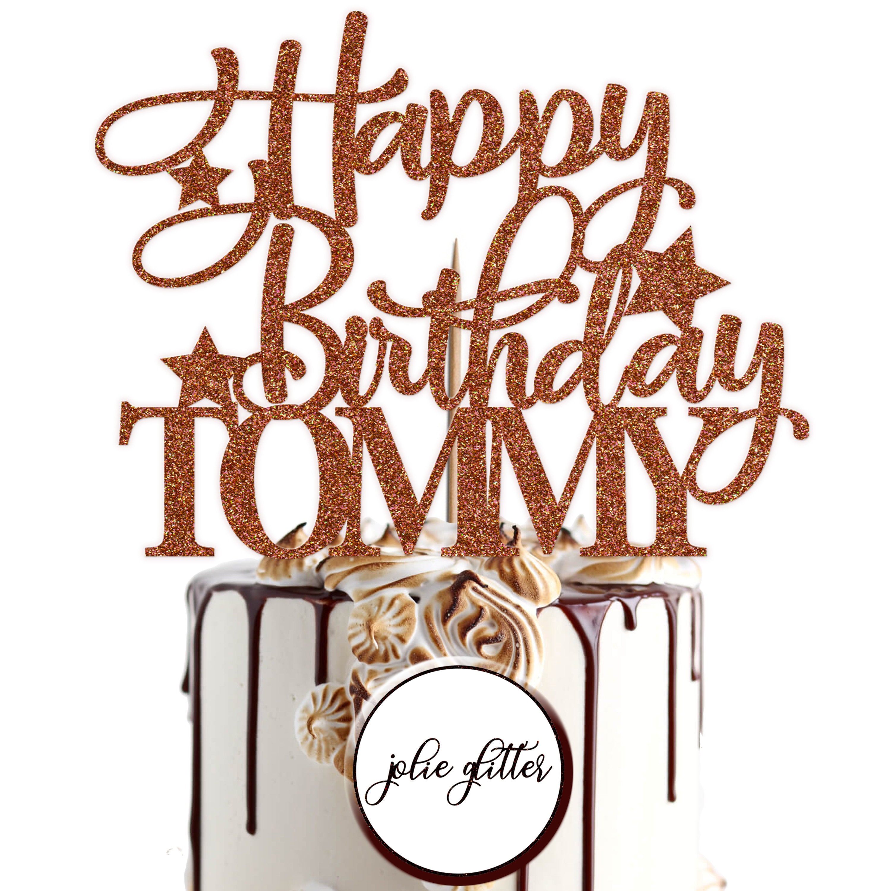 Personalised Custom Glitter Cake Topper Happy Birthday Tommy - Etsy