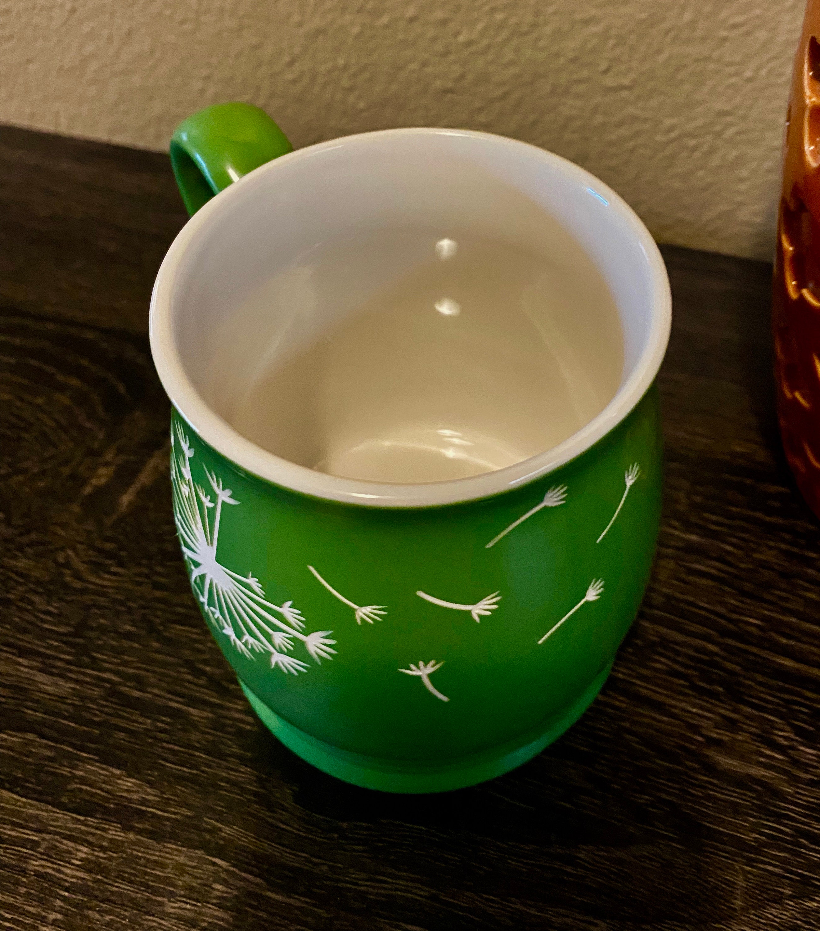 Dandelion Etched Ceramic Mug Personalized Mug Etched Coffee Etsy