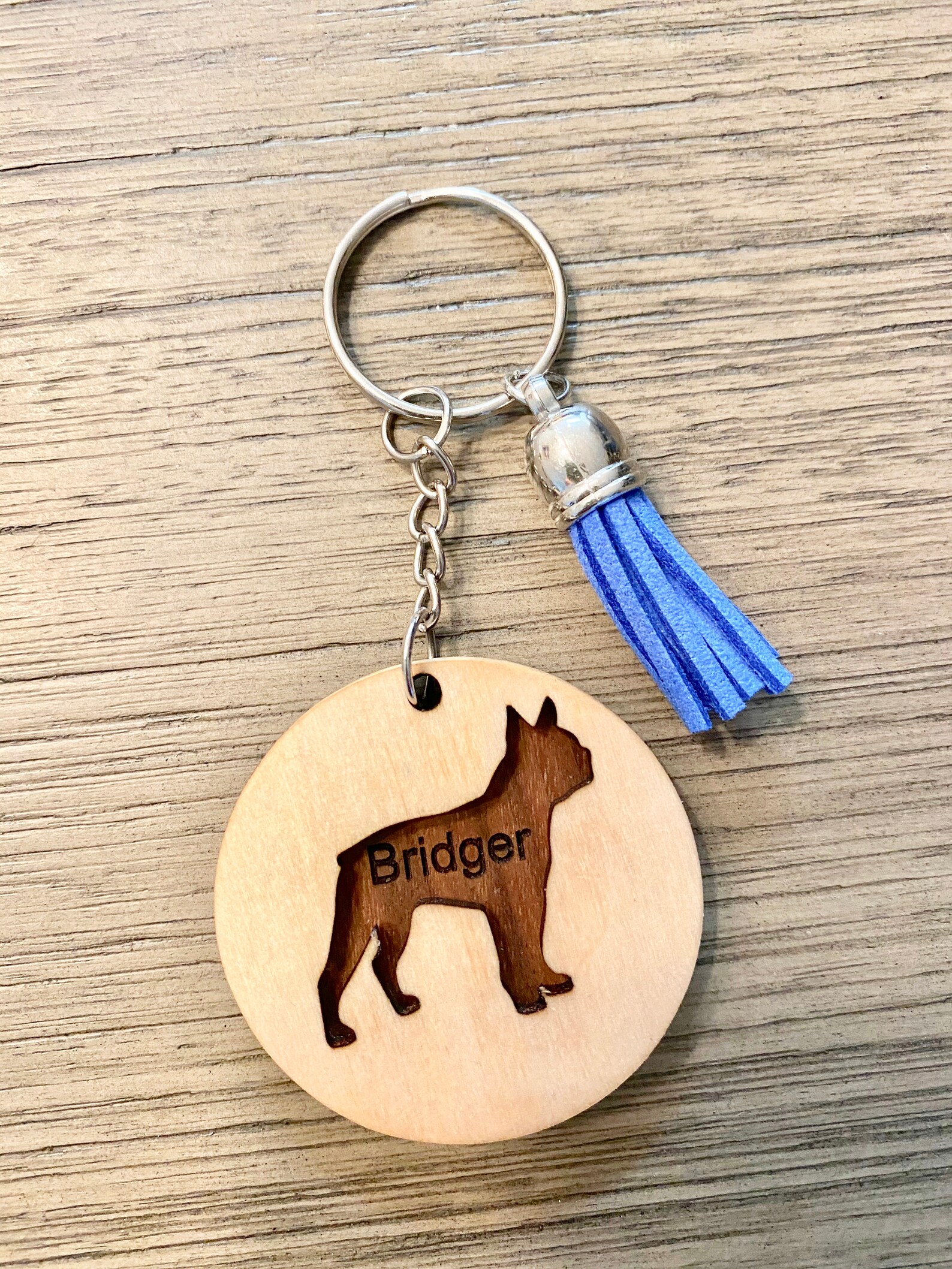 Wood Keychain Dog Breed Silhouette Keychain Personalized Etsy