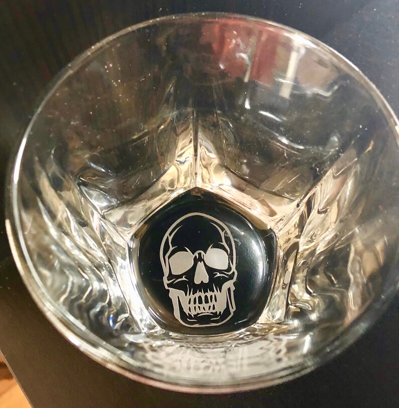 Etched Skull Whiskey Glass Engraved Whiskey Glasses Engraved Etsy