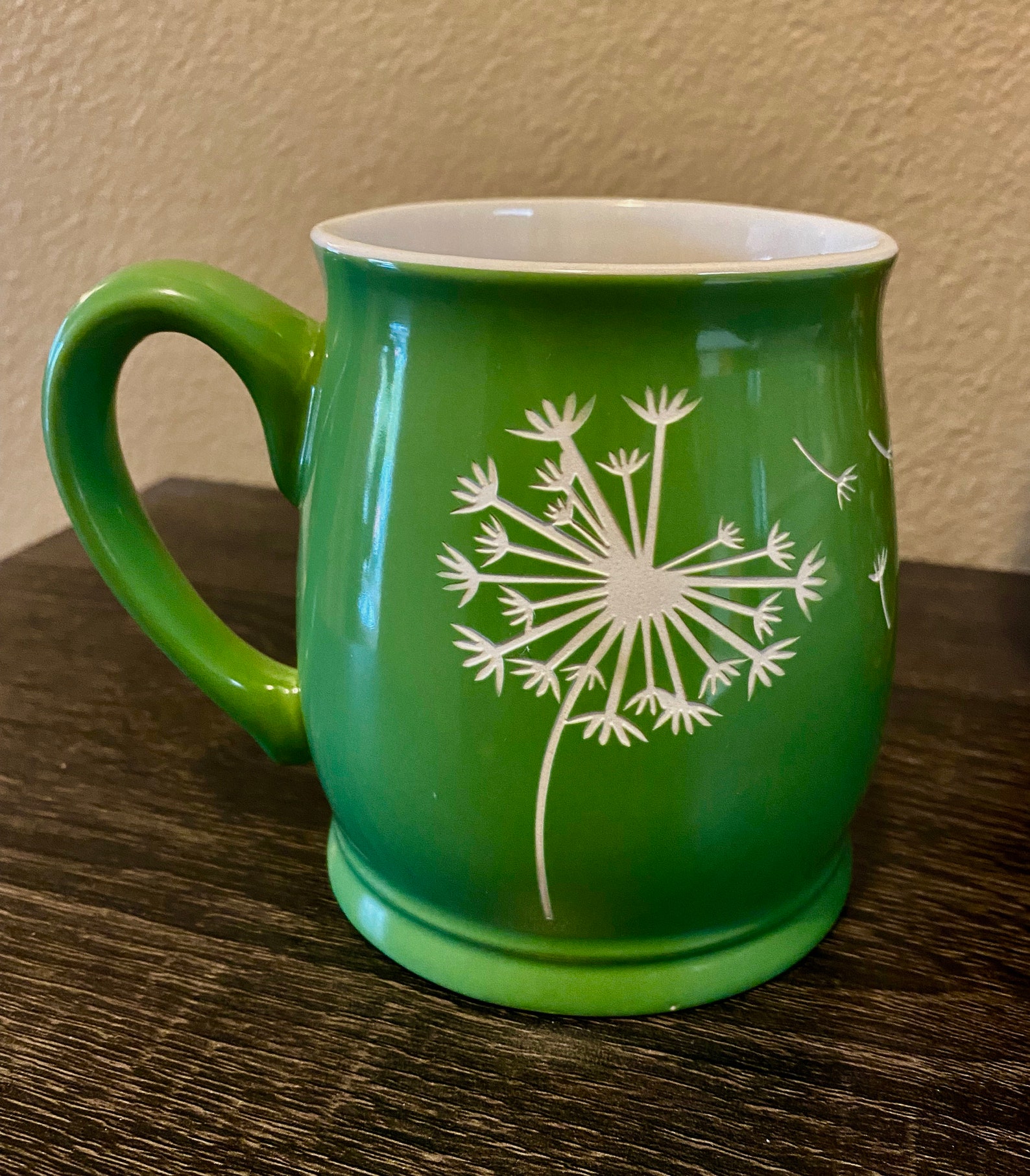 Dandelion Etched Ceramic Mug Personalized Mug Etched Coffee Etsy
