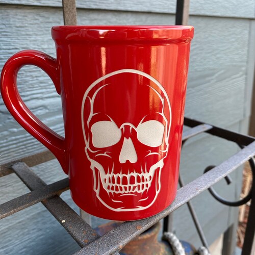 Etched Skull Ceramic Mug Mug for Skull Lovers Personalized Etsy