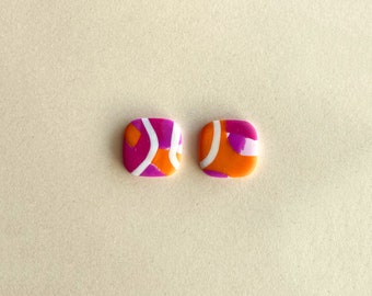Iris | Polymer Clay Statement Handmade Earrings | Studs | Funky | Retro | Colorful | Multicolored