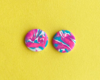 Loulou | Polymer Clay Statement Handmade Earrings | Studs | Funky | Retro | Colorful | Multicolored