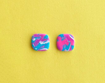 Iris | Polymer Clay Statement Handmade Earrings | Studs | Funky | Retro | Colorful | Multicolored