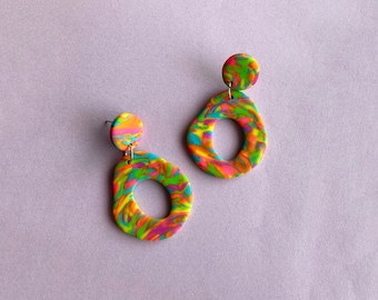 Abbey | Polymer Clay | Statement Handmade Earrings | Funky | Retro | Colorful