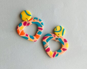 Mila | Polymer Clay Statement Handmade Earrings | Funky | Retro | Colorful | Multicolored